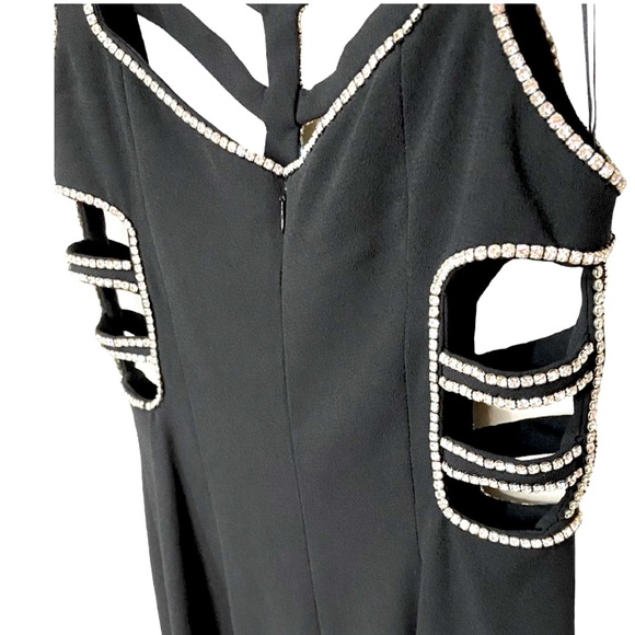 SHO MAX ORIGINALS Special Occasion Black Sparkling 100% Silk Lined Dress Sz 10 - Picture 5 of 8